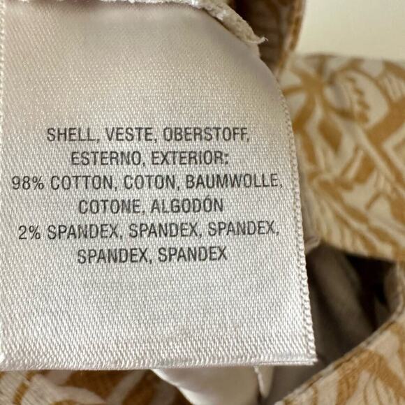 Anthropologie Elevenses Chino Shorts Womens 2 Geometric Pattern Gold White Boho - Picture 5 of 6